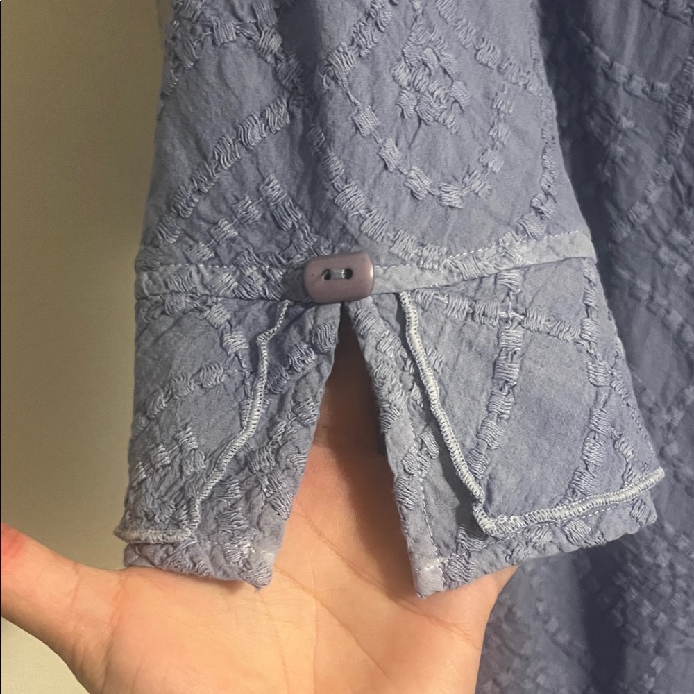 Focus Casual Life Periwinkle Textured Button Down Shirt - Picture 5 of 8